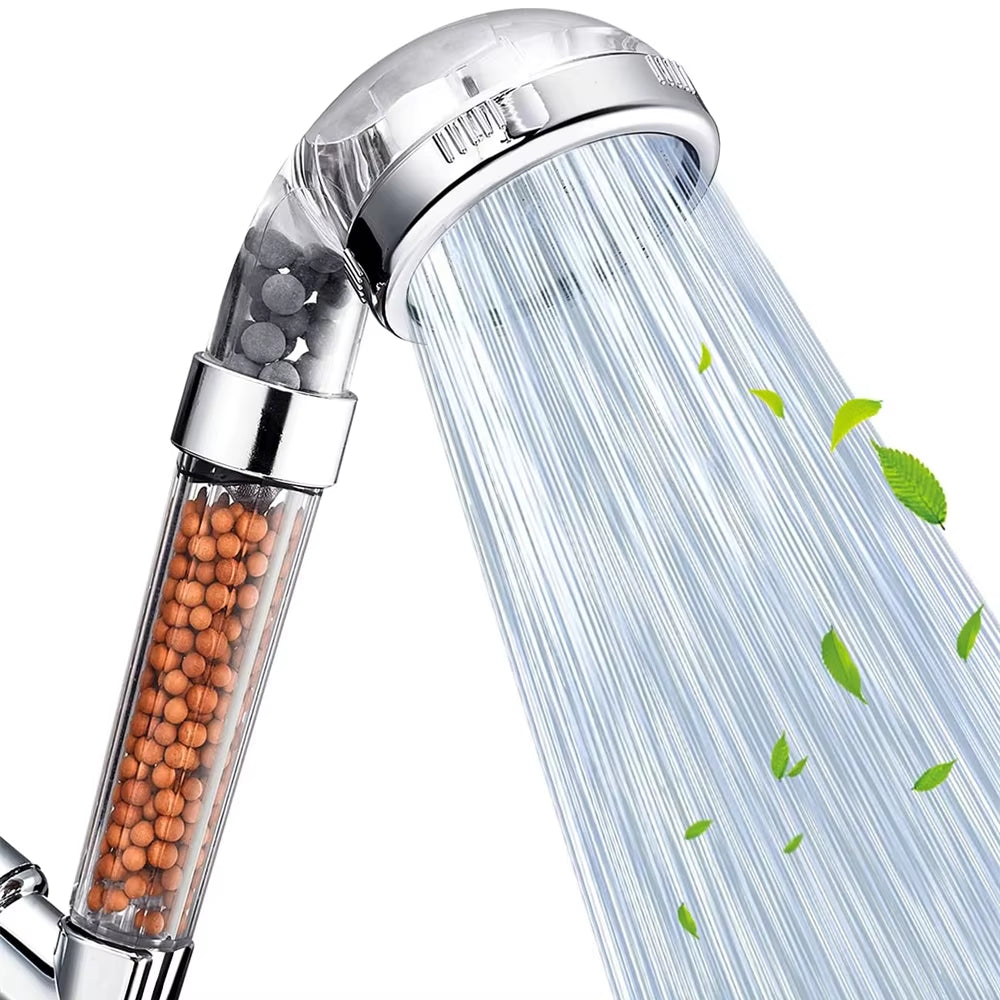 1Pc Filtered Shower Head ABS High Pressure Water Saving Spray Handheld Clear Showerheads with with Filter Beads for Bathroom